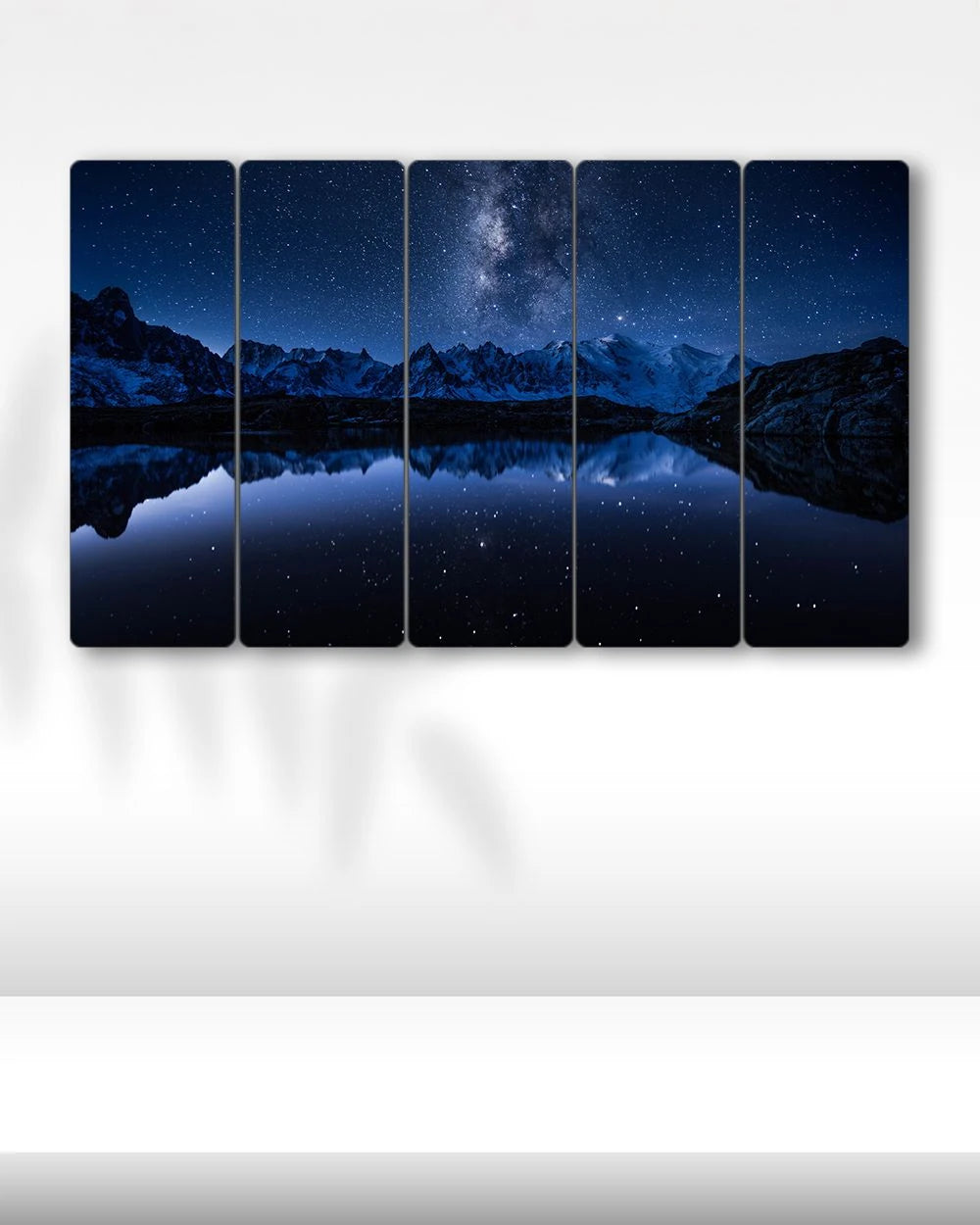 Chesery Gölü Fransa Alpleri, Gece - 5 Parçalı Tablo