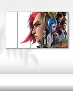 Arcane, Vi ve Jinx Portre - 5 Parçalı Tablo