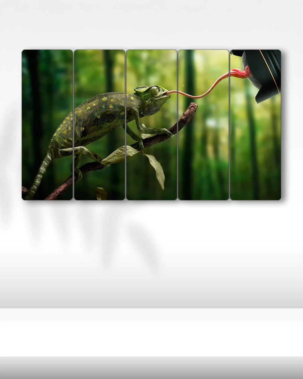Bukalemun, Fotoğraf Makinesi Merceği - 5 Parçalı Tablo