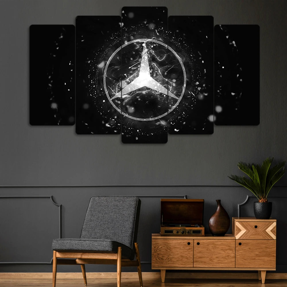 Mercedes-Benz Logo - 5 Parçalı Araba Tablo