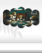 Masanın Başındaki Köpekler - 5 Parçalı Tablo