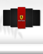 Ferrari Logo - 5 Parçalı Araba Tablo