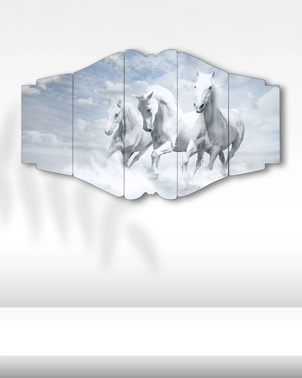 Bulutlarda Koşan Beyaz Atlar - 5 Parçalı Tablo