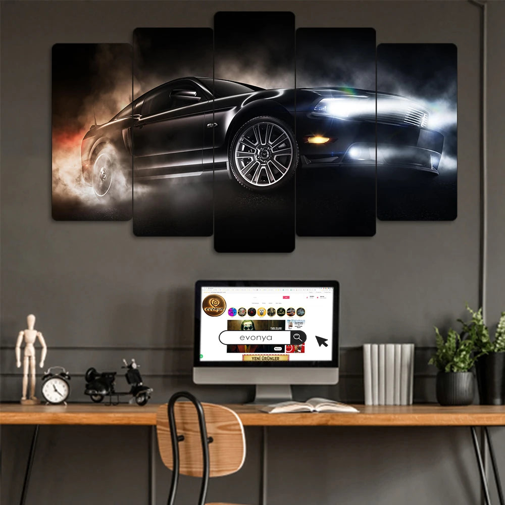 Ford Mustang GT - 5 Parçalı Araba Tablo