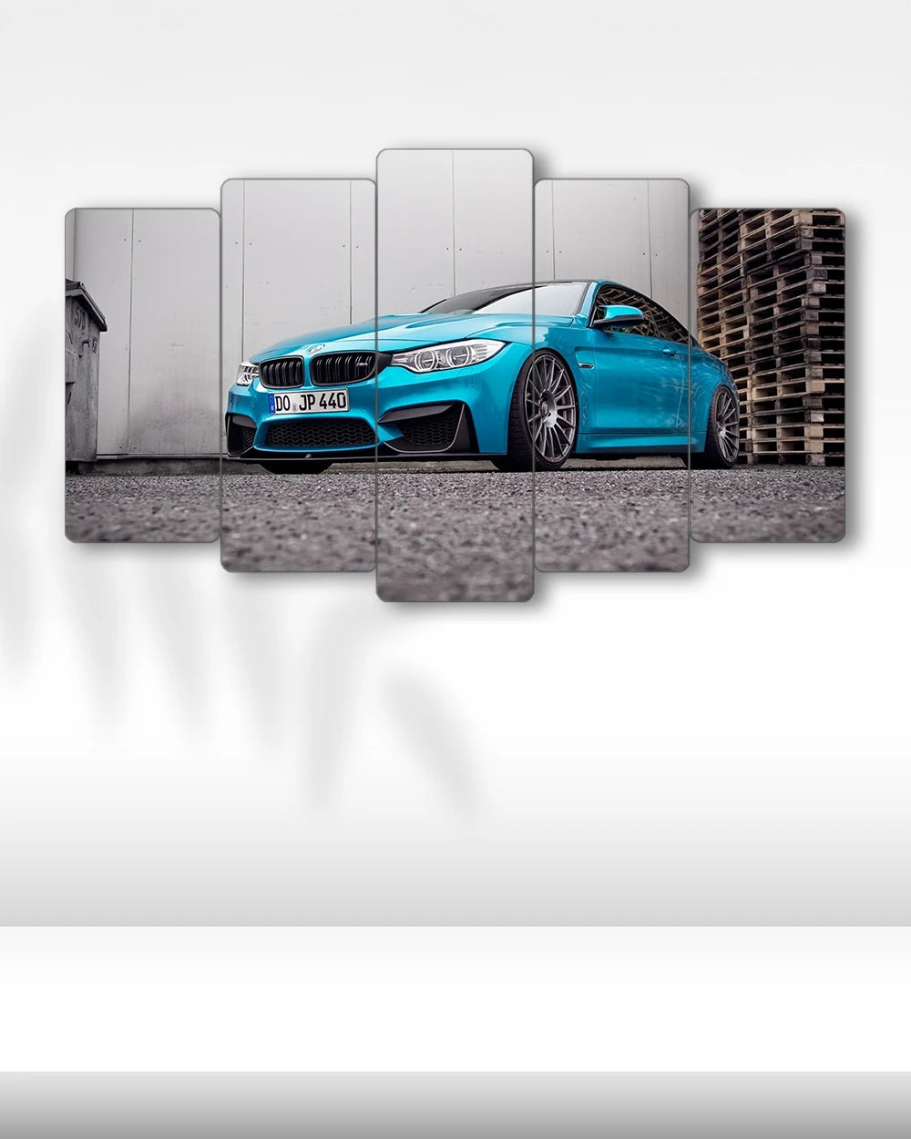 BMW M4 Yas Marina Blue - 5 Parçalı Araba Tablo