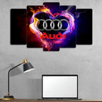 Audi Logo - 5 Parçalı Araba Tablo