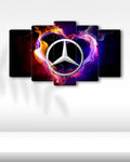 Mercedes Logo - 5 Parçalı Araba Tablo