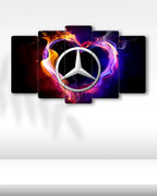 Mercedes Logo - 5 Parçalı Araba Tablo