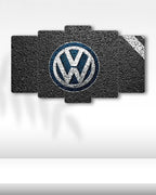 Volkswagen Asfalt Logosu - 5 Parçalı Araba Tablo