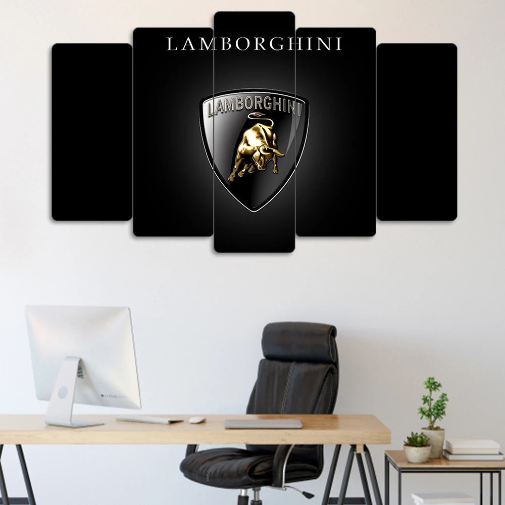 Lamborghini Logolu - 5 Parçalı Araba Tablo