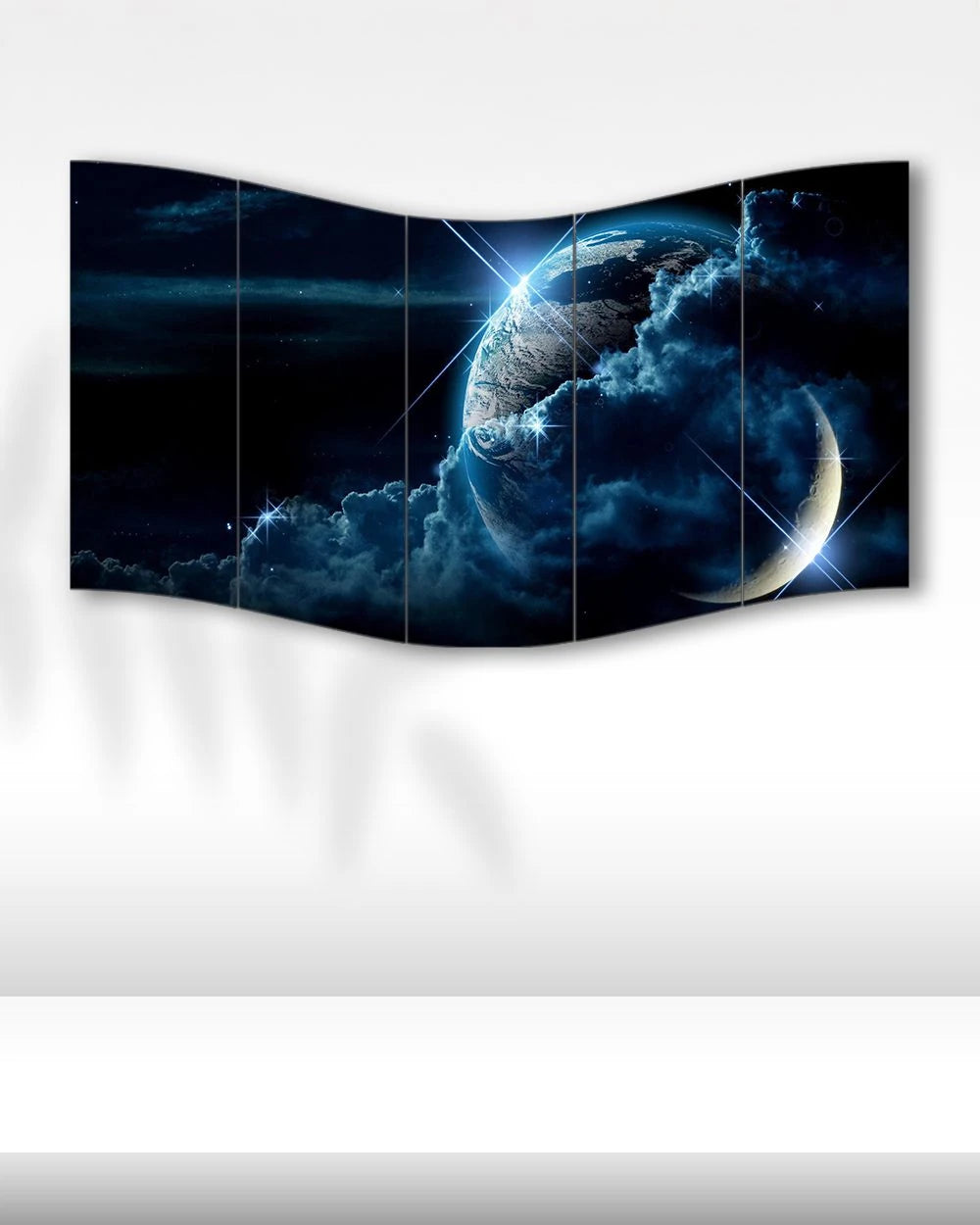 Ay ve Dünya Kozmik Görünüm - 5 Parçalı Uzay Tablo