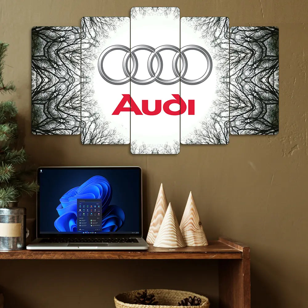 Audi Logo - 5 Parçalı Araba Tablo