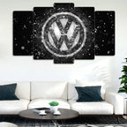 Volkswagen Logo - 5 Parçalı Araba Tablo