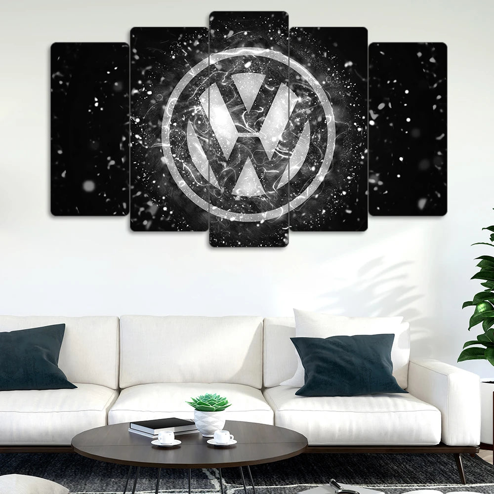 Volkswagen Logo - 5 Parçalı Araba Tablo