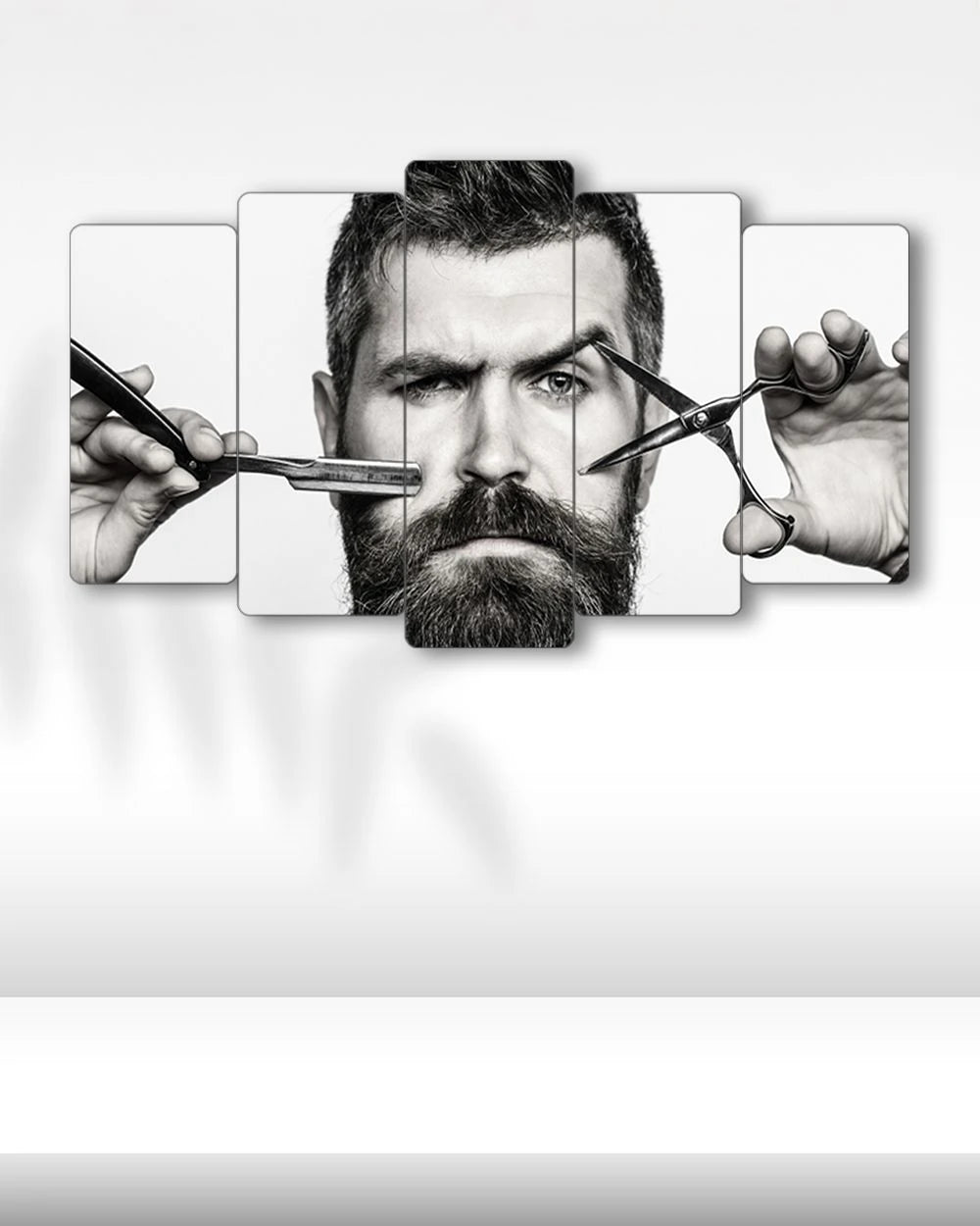 Makas ve Ustura Efsanesi - 5 Parçalı Berber Tablo