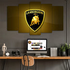 Lamborghini Logo - 5 Parçalı Araba Tablo