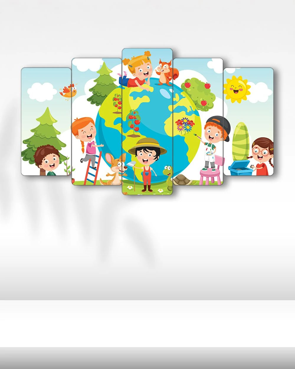 Minik Doğa Dostları - 5 Parçalı Çocuk Tablo