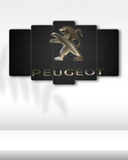Peugeot Metalik Logo - 5 Parçalı Araba Tablo