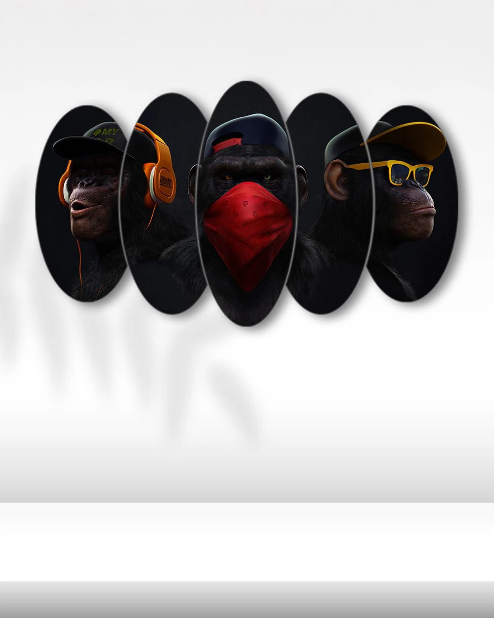 Cool Maymunlar - 5 Parçalı Tablo