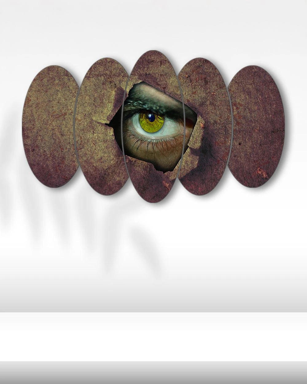 Duvardaki Yeşil Göz - 5 Parçalı Tablo