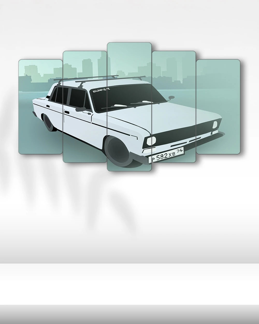 Lada 2107 Silüeti - 5 Parçalı Araba Tablo