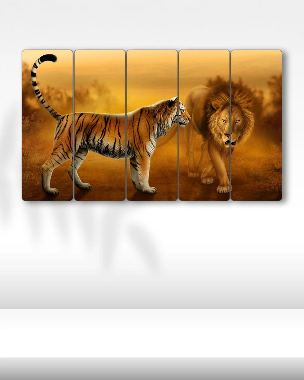 Kaplanın Cesareti ve Aslan - 5 Parçalı Tablo