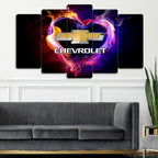 Chevrolet Logosu - 5 Parçalı Araba Tablo