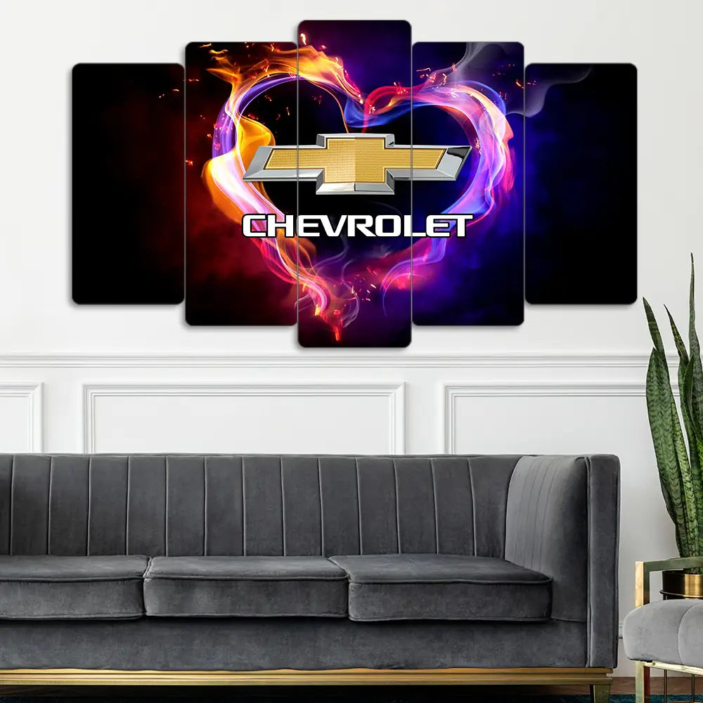 Chevrolet Logosu - 5 Parçalı Araba Tablo