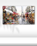Paris, Eyfel Kulesi Manzarası, Cafeler - 5 Parçalı Tablo