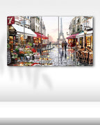 Paris, Eyfel Kulesi Manzarası, Cafeler - 5 Parçalı Tablo
