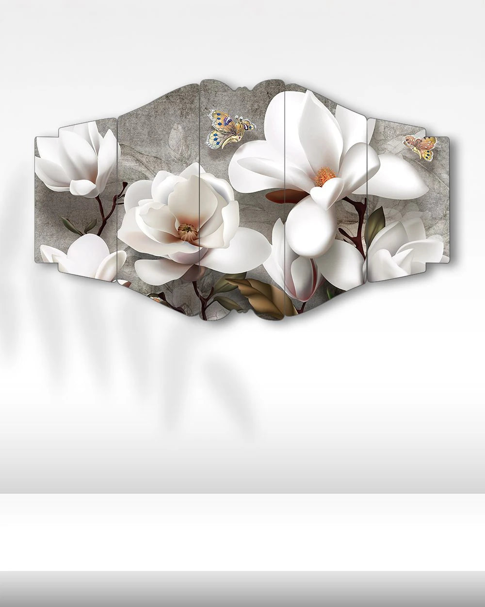 Zarif Beyaz Manolyalar - 5 Parçalı Çiçek Tablo