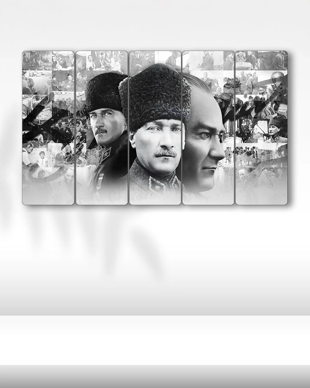 3'lü Atatürk Portresi - 5 Parçalı Tablo