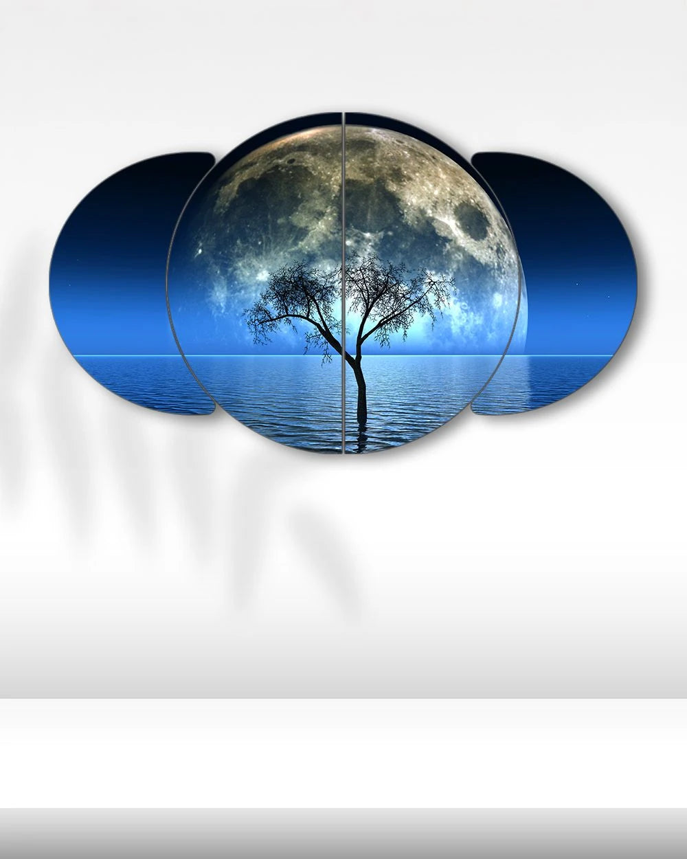 Ay Işığında Ağaç ve Deniz - 4 Parçalı Tablo