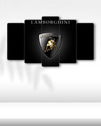 Lamborghini Logolu - 5 Parçalı Araba Tablo