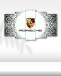 Porsche Logo - 5 Parçalı Araba Tablo