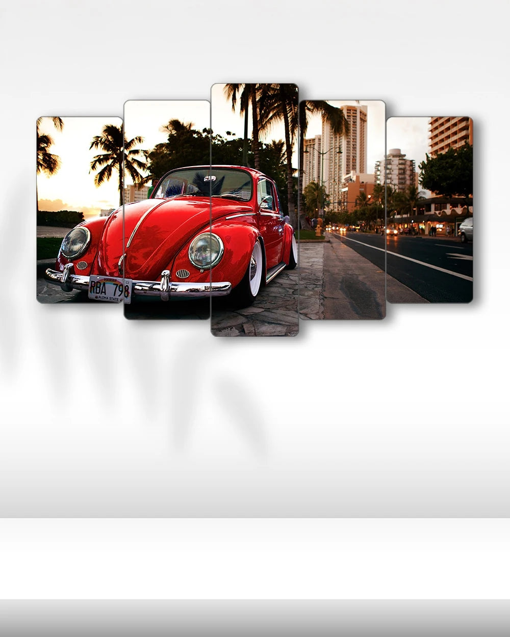 1963 Kırmızı Vosvos - 5 Parçalı Araba Tablo