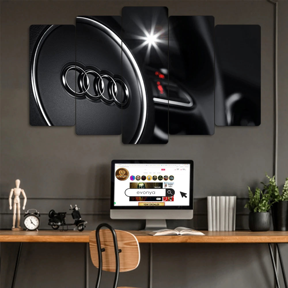 Audi Logo Ön Konsol - 5 Parçalı Araba Tablo