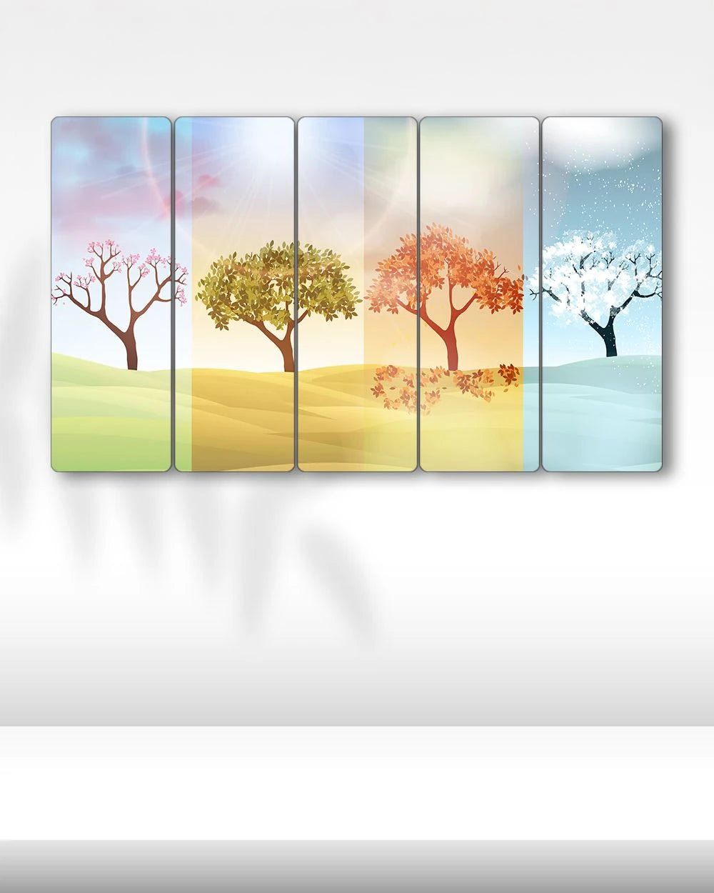4 Mevsim Ağaçlar - 5 Parçalı Tablo