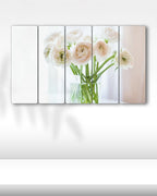 Cam Vazoda Ranunculus - 5 Parçalı Çiçek Tablo