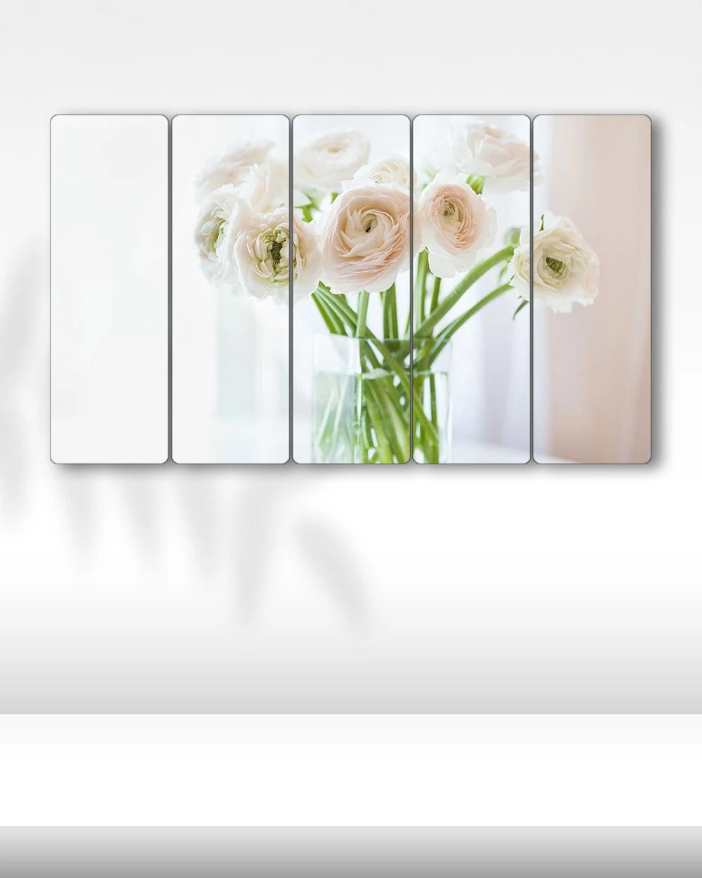 Cam Vazoda Ranunculus - 5 Parçalı Çiçek Tablo