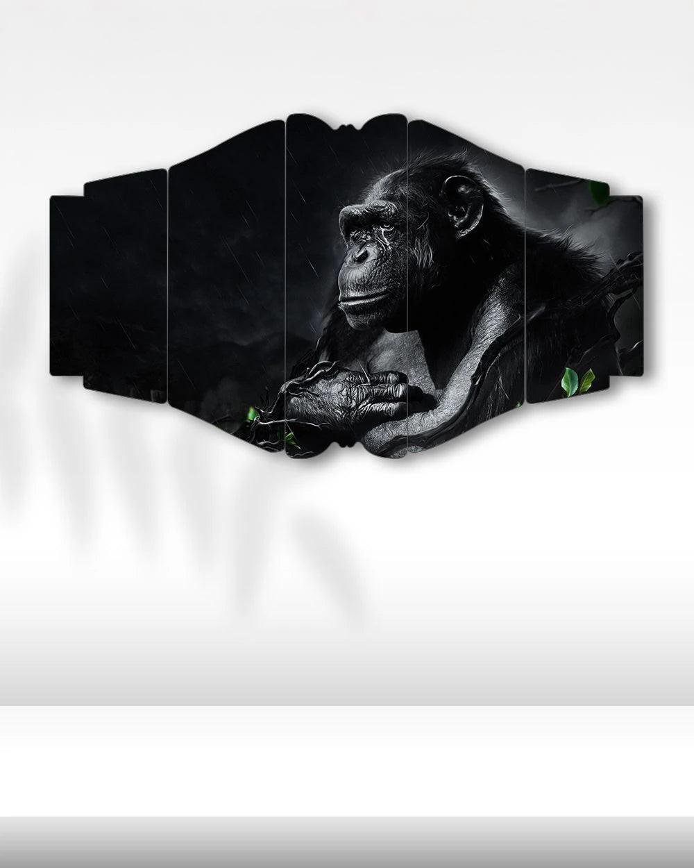 Düşünceli Maymun - 5 Parçalı Tablo