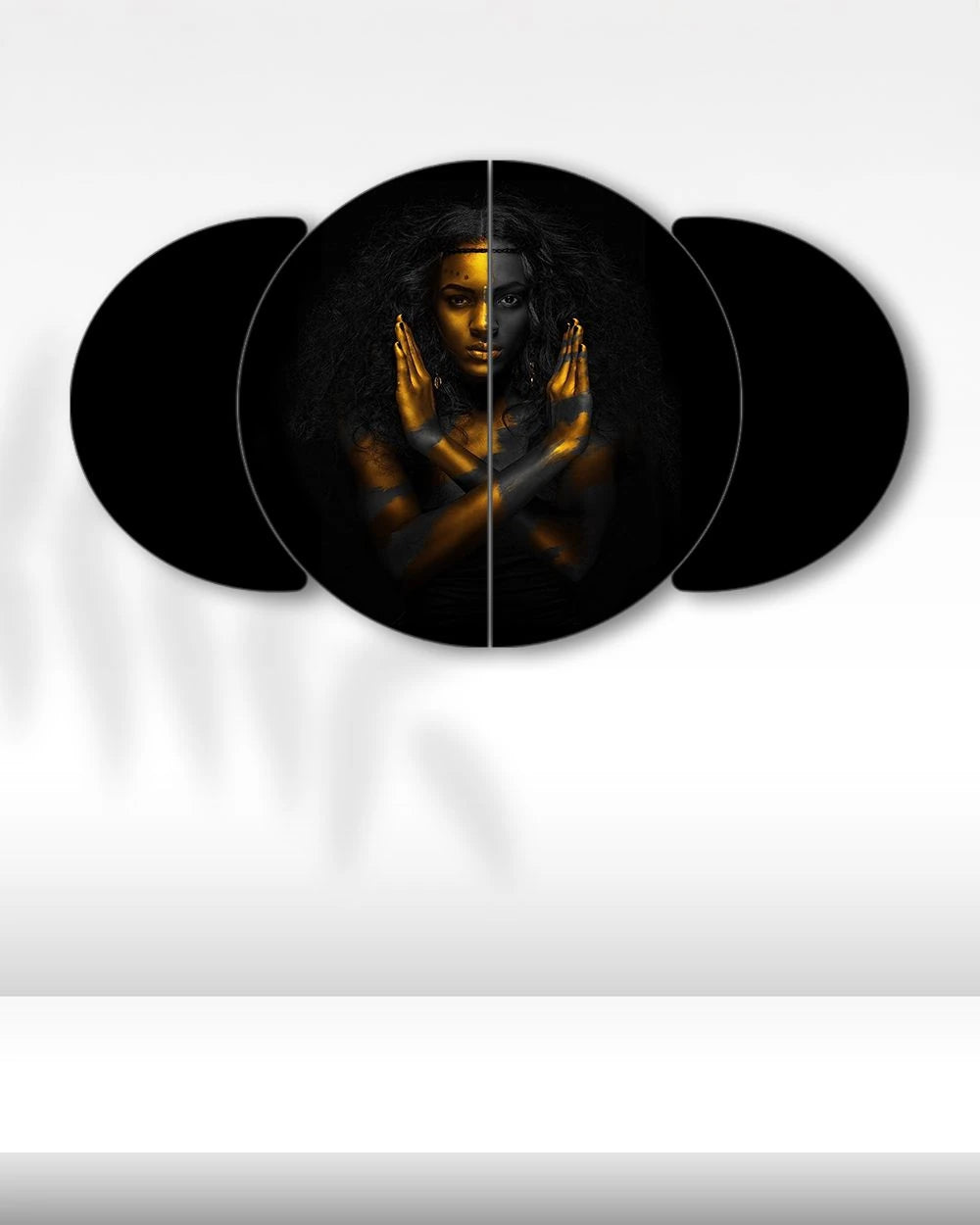 Altın Detaylı Kadın Portresi - 4 Parçalı Tablo