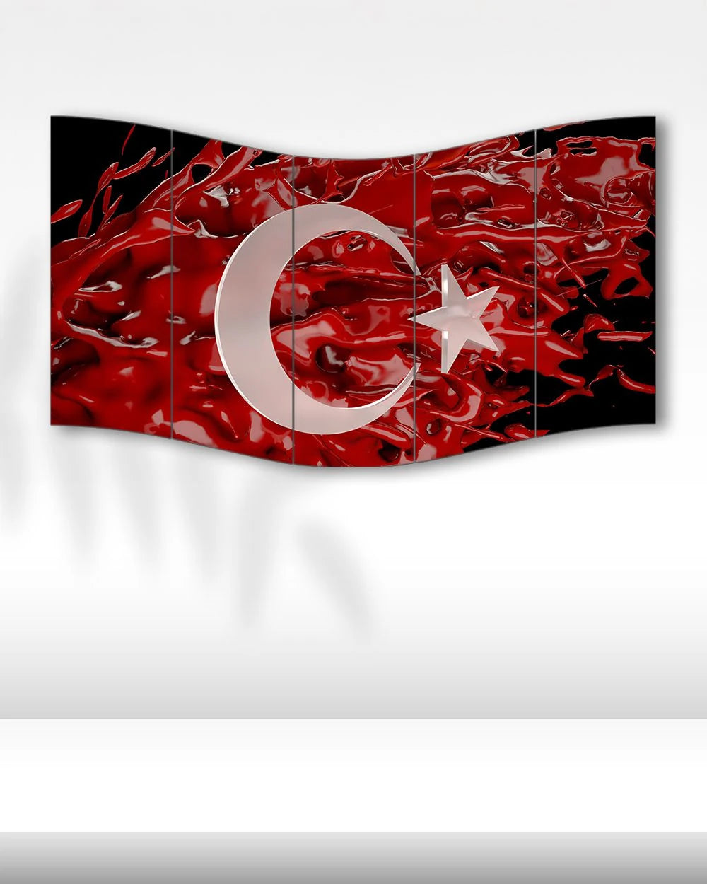 Türk Bayrağı Dalga Efektli - 5 Parçalı Tablo