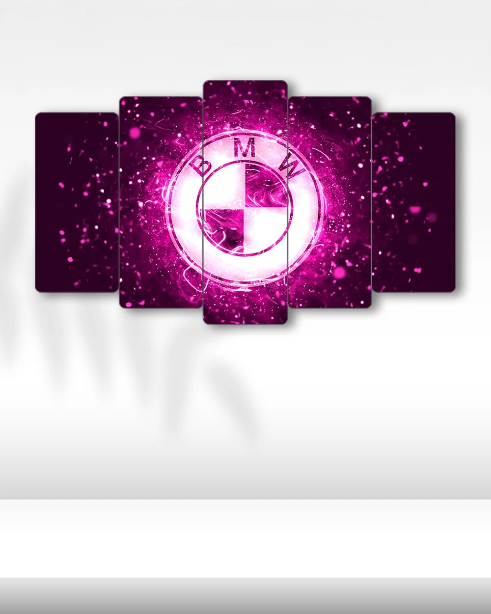 BMW Neon Logo - 5 Parçalı Araba Tablo