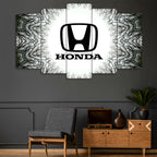 Honda Siyah Logo - 5 Parçalı Araba Tablo