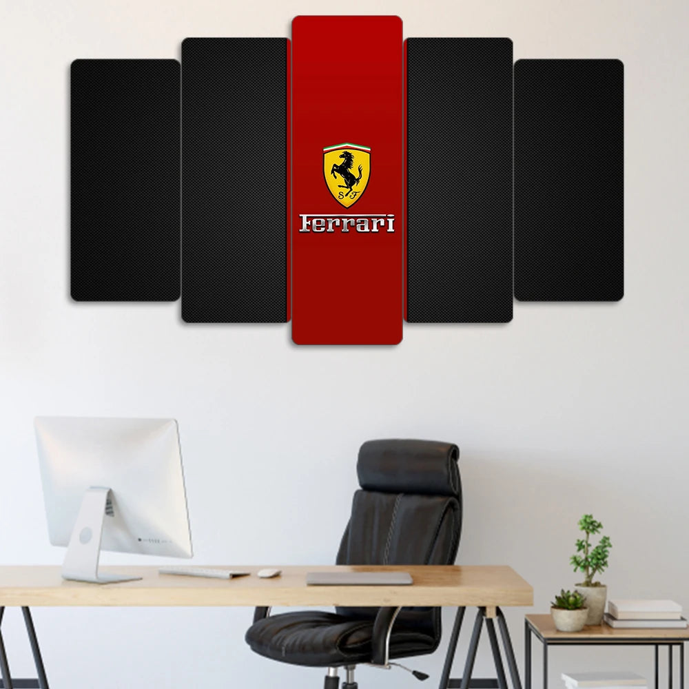 Ferrari Logo - 5 Parçalı Araba Tablo