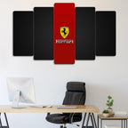 Ferrari Logo - 5 Parçalı Araba Tablo