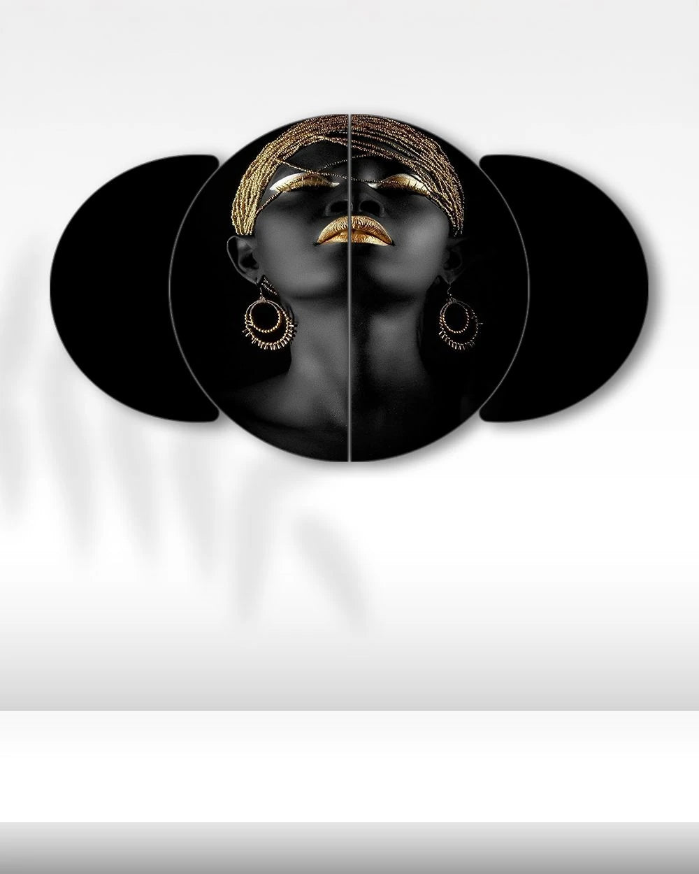 Altın ve Siyah Kadın Portresi - 4 Parçalı Tablo