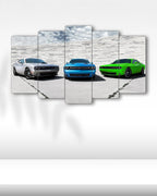 Renkli Dodge Challenger 2015 - 5 Parçalı Araba Tablo