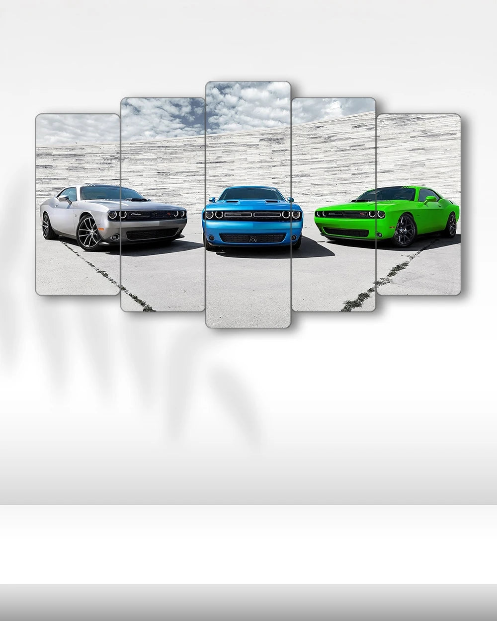 Renkli Dodge Challenger 2015 - 5 Parçalı Araba Tablo